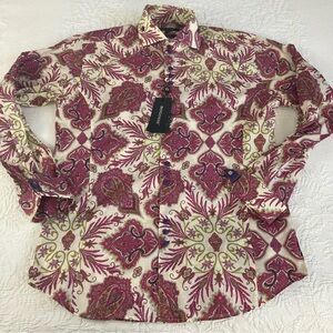 NWT Bogosse Liberty art fabrics Men’s button down shirt paisley artsy size (4) L